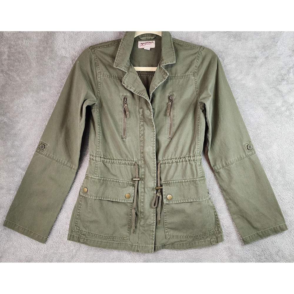 Arizona Jean Co. Jacket Womens Small Green Utility Military‎ Drawstring Outdoor